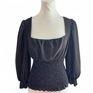 Elegant Black Polka Dot Women's Top